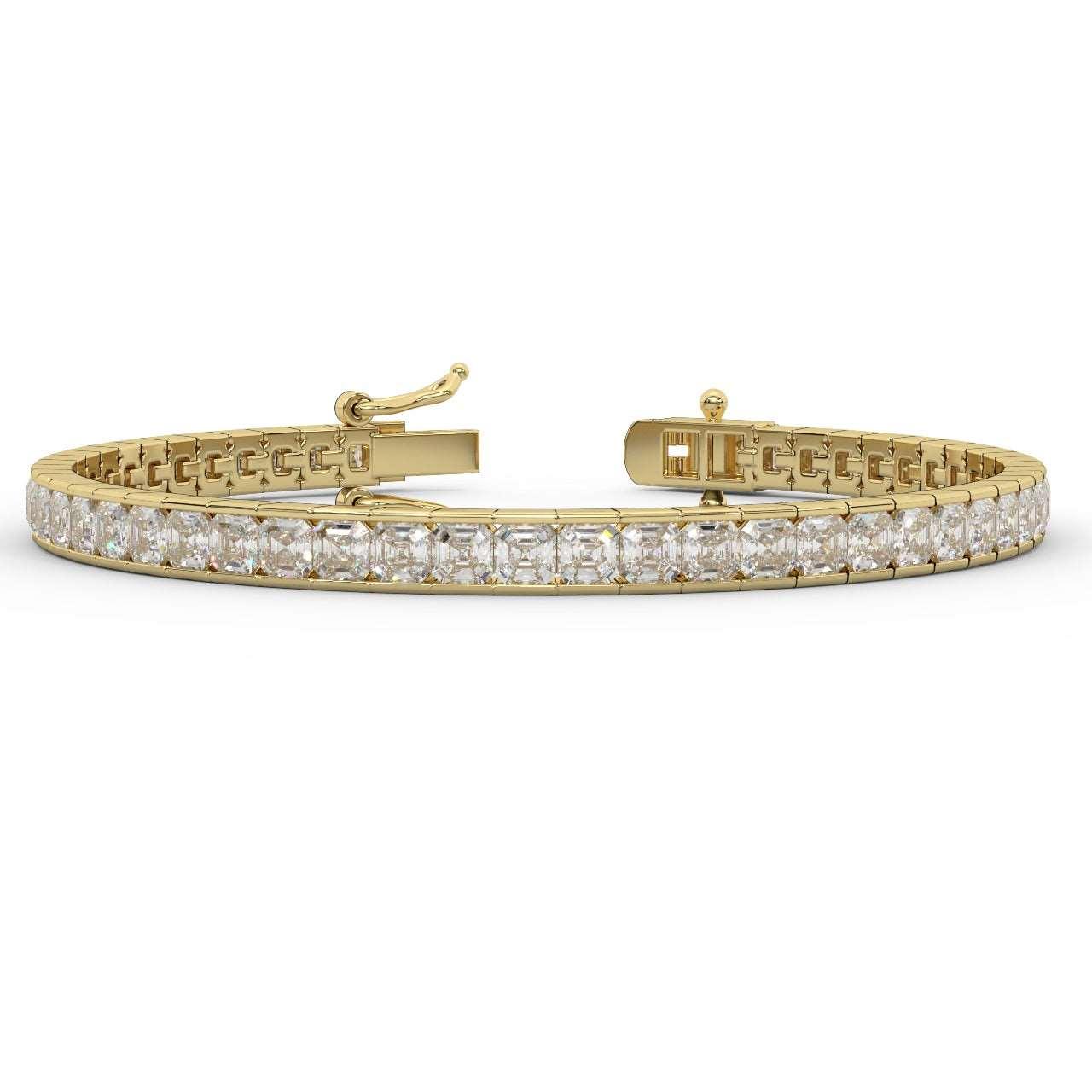 Asscher Diamond Tennis Bracelet for Womens in 18k Gold F/VS 4.00ct - 12.00ct