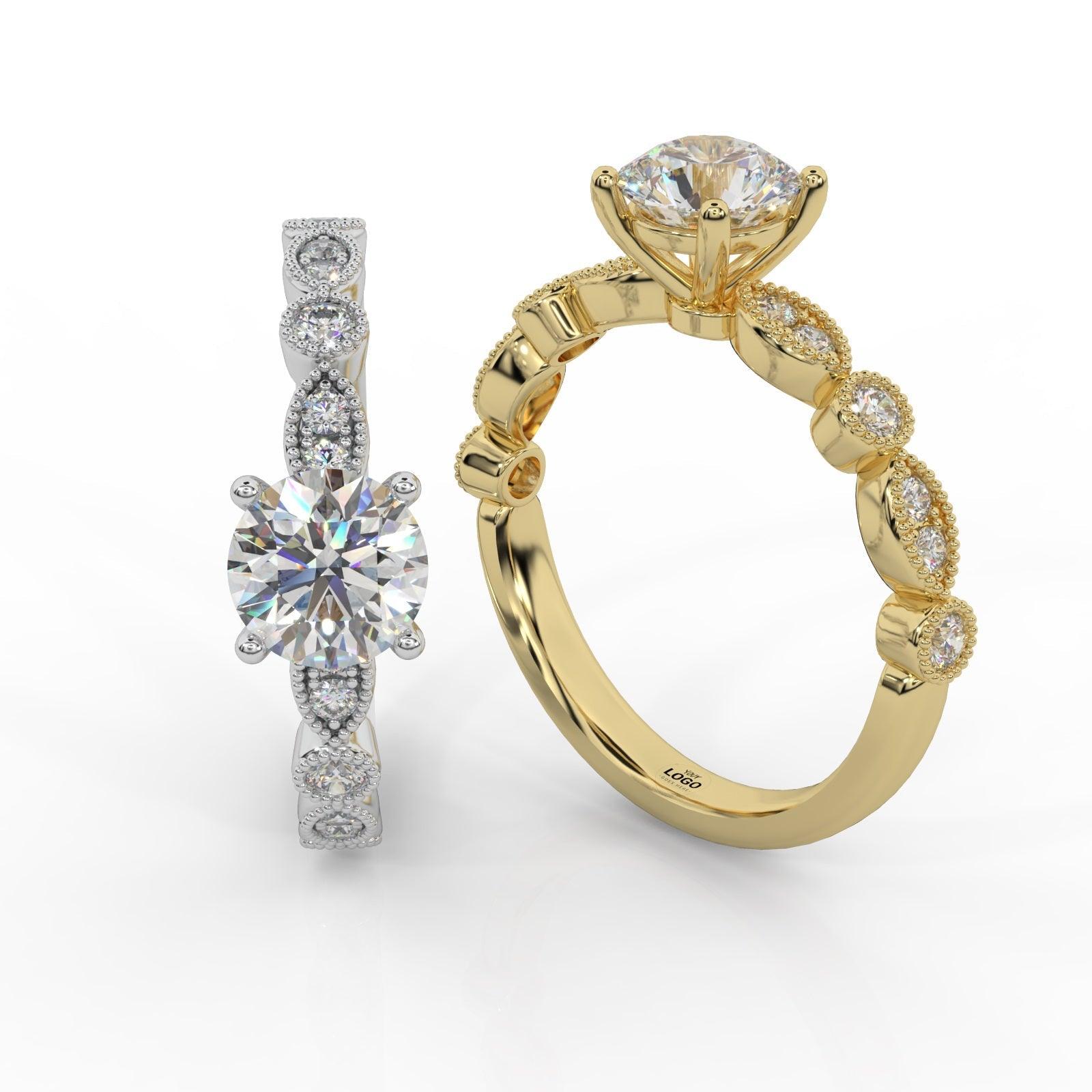 Exception White D/VS 2.25Ct Round Diamond Engagement Ring in 18k Gold / Platinum