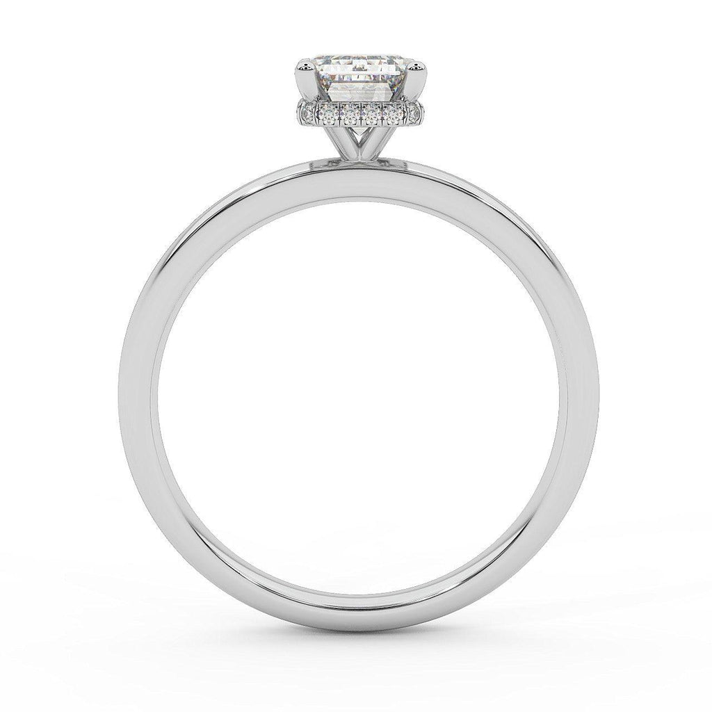 Certified Emerald Diamond Hidden Halo Engagement Ring