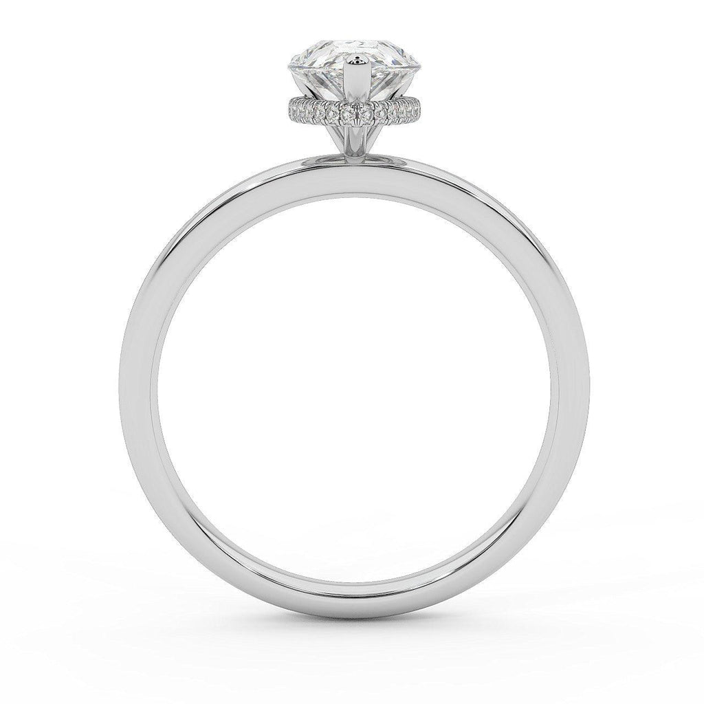 Certified Pear Diamond Hidden Halo Engagement Ring