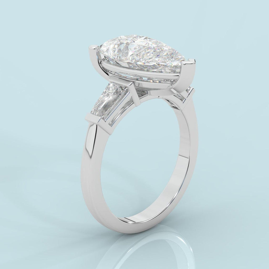Last Piece ! HUGH Pear Diamond Trilogy Engagement Ring Platinum 3.50Ct 4.50Ct F/VS