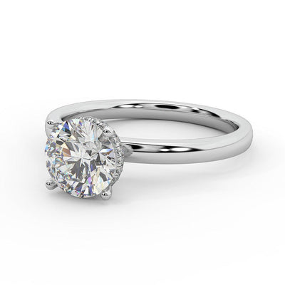 D/VVS-VS Certified Round Diamond Hidden Halo Engagement Ring 0.80Ct - 1.50Ct