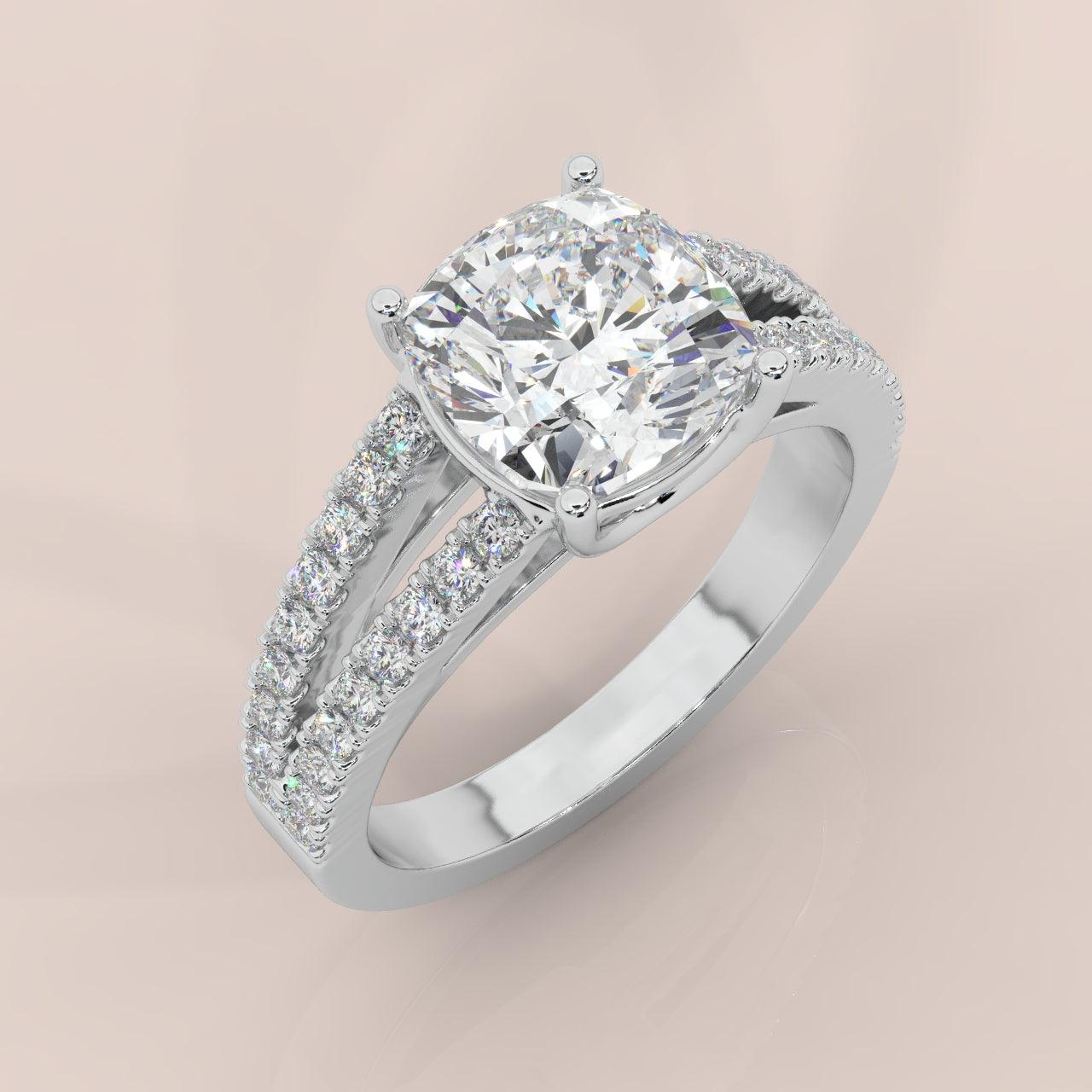 Sale ! 4.50Ct E/VS Cushion Diamond Split Shank Engagement Ring Platinum