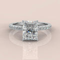 IGI Certified Radiant Diamond Hidden Halo Engagement Ring Platinum 1.00Ct - 7.00Ct