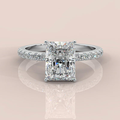 IGI Certified Radiant Diamond Hidden Halo Engagement Ring Platinum 1.00Ct - 7.00Ct