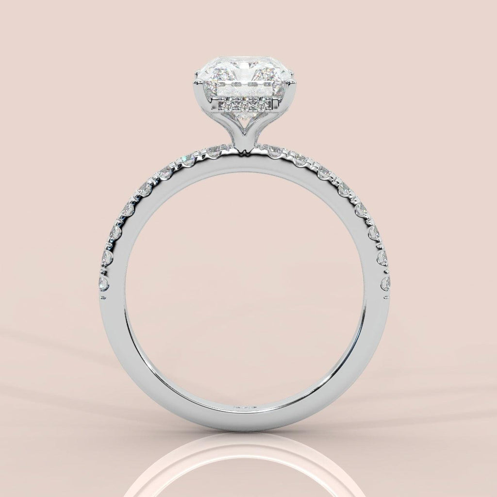 IGI Certified Radiant Diamond Hidden Halo Engagement Ring Platinum 4.50Ct