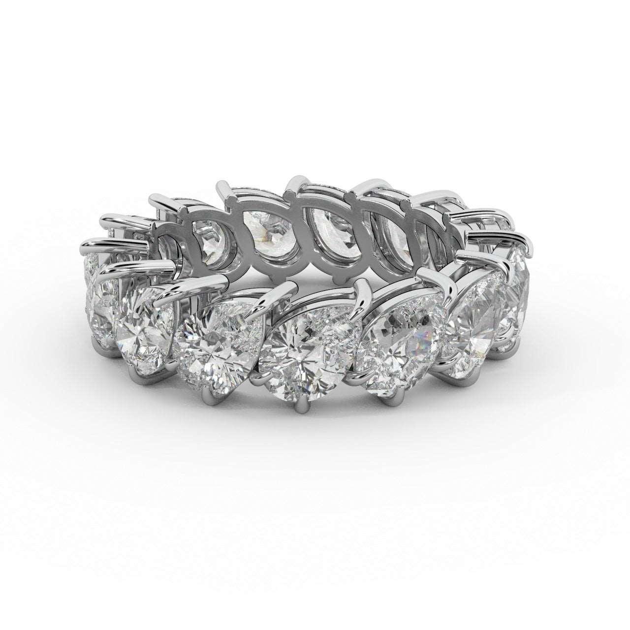 5.00 Ct D/VS Pear Diamond Full Eternity Ring in Hallmarked 18k Gold & Platinum