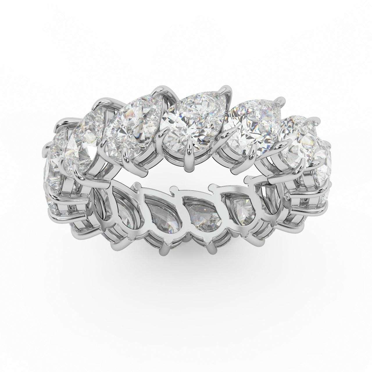 5.00 Ct D/VS Pear Diamond Full Eternity Ring in Hallmarked 18k Gold & Platinum