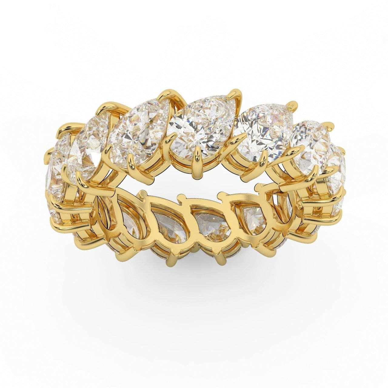 5.00 Ct D/VS Pear Diamond Full Eternity Ring in Hallmarked 18k Gold & Platinum