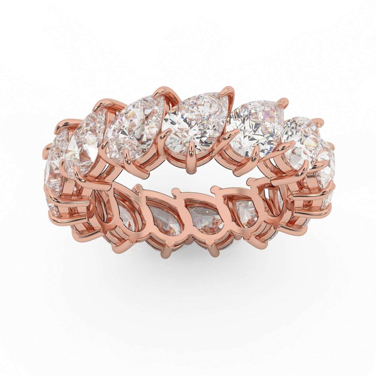 5.00 Ct D/VS Pear Diamond Full Eternity Ring in Hallmarked 18k Gold & Platinum