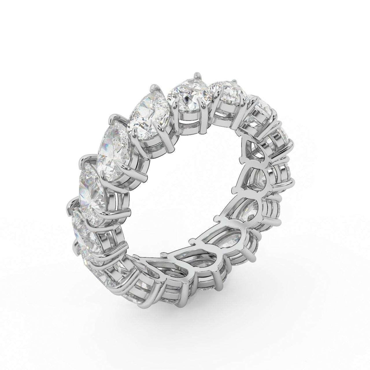5.00 Ct D/VS Pear Diamond Full Eternity Ring in Hallmarked 18k Gold & Platinum