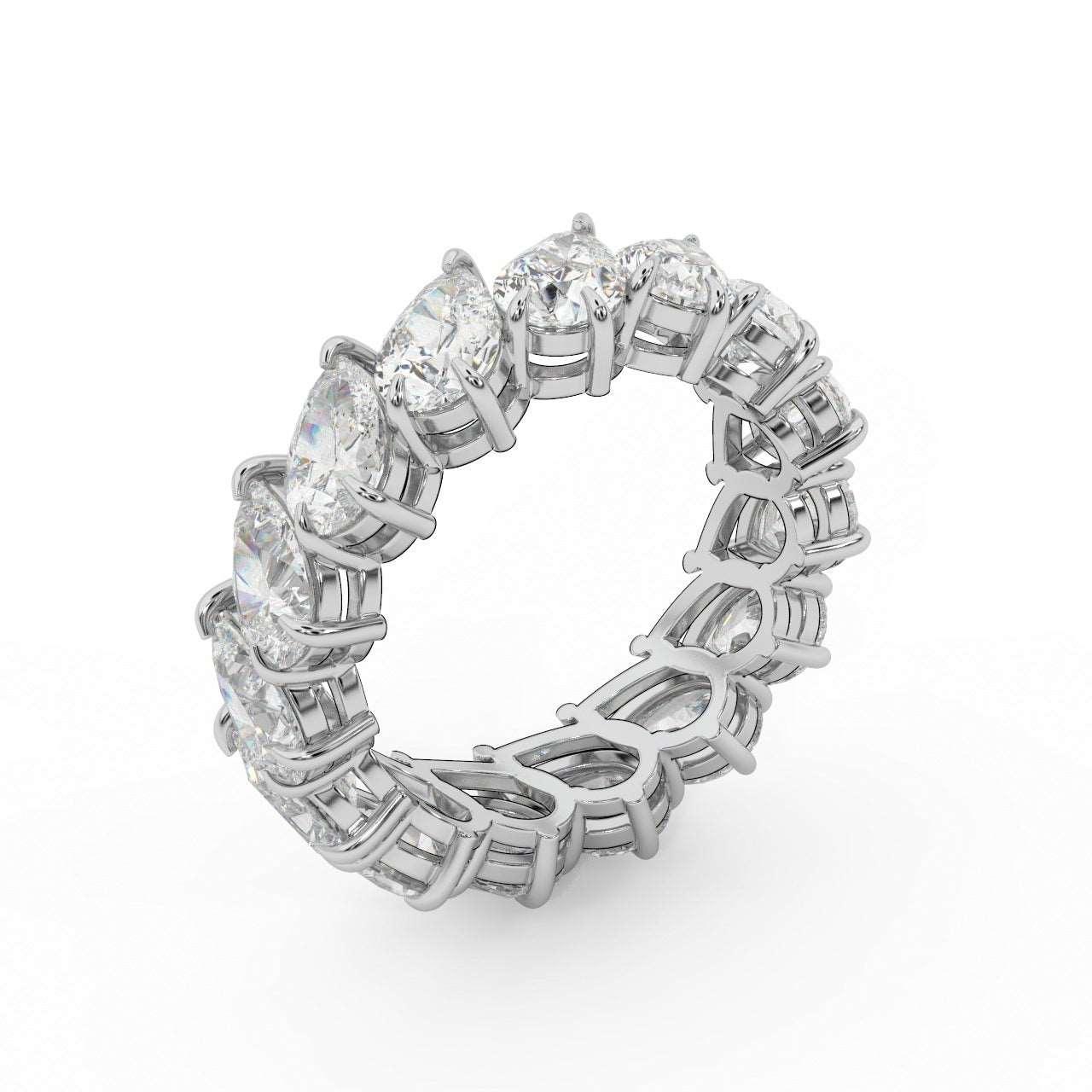 5.00 Ct D/VS Pear Diamond Full Eternity Ring in Hallmarked 18k Gold & Platinum