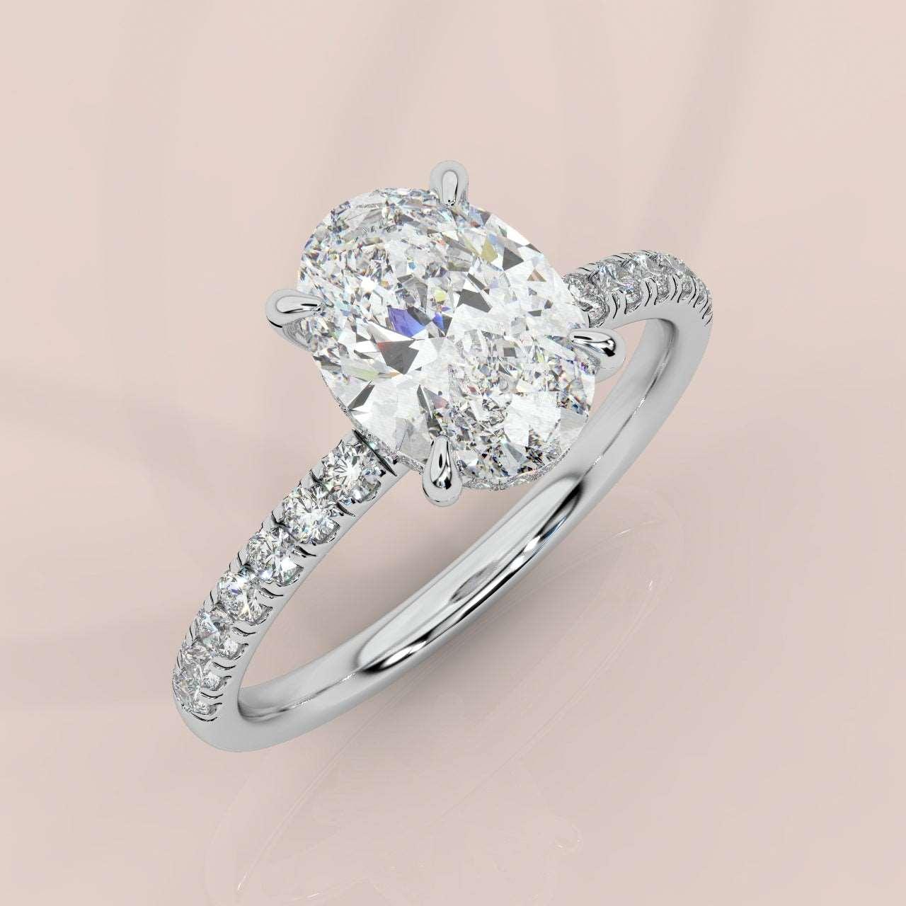 4.50CT F/VS Certified Oval Diamond Engagement Ring in Platinum