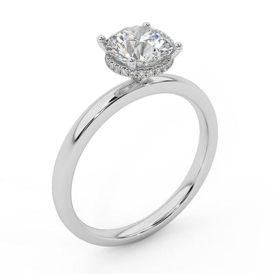 D/VVS-VS Certified Round Diamond Hidden Halo Engagement Ring 0.80Ct - 1.50Ct