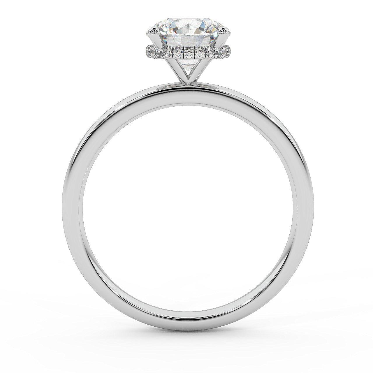 D/VVS-VS Certified Round Diamond Hidden Halo Engagement Ring 0.80Ct - 1.50Ct