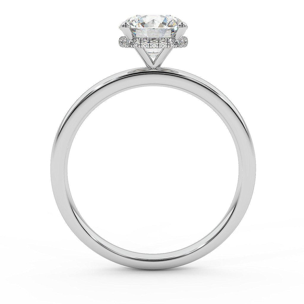 IGI Certified D/VS1 1.30Ct Round Diamond Hidden Halo Engagement Ring in White Gold