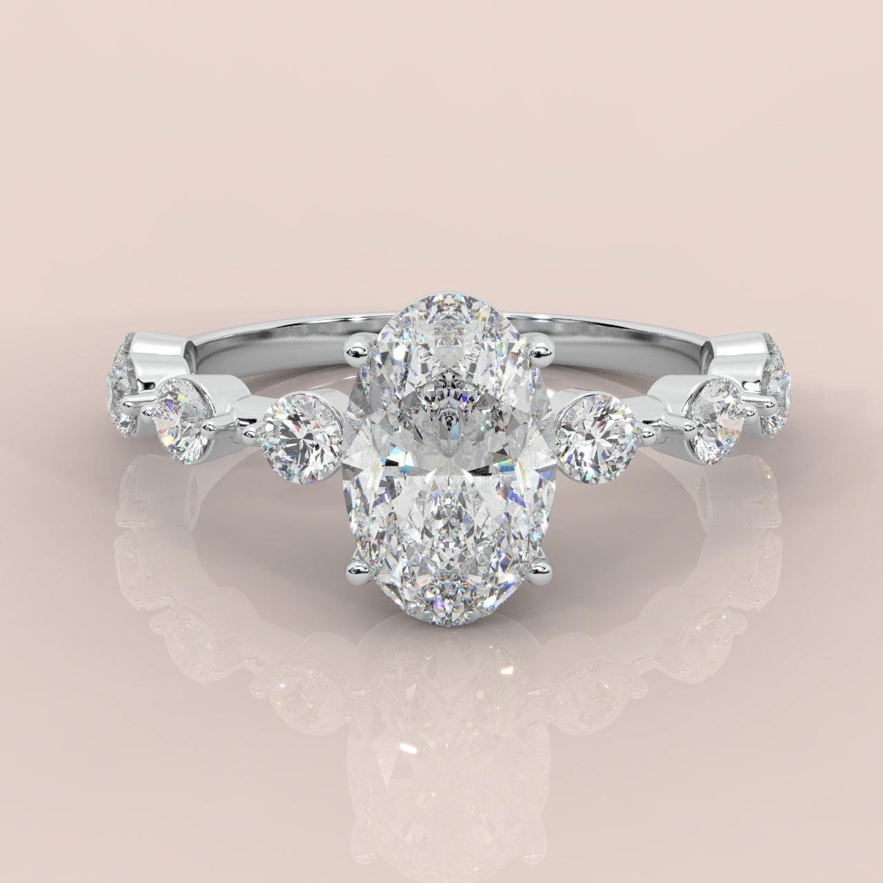 D/VS 3.50ct - 4.20Ct Oval Cut Diamond Designer Engagement Ring