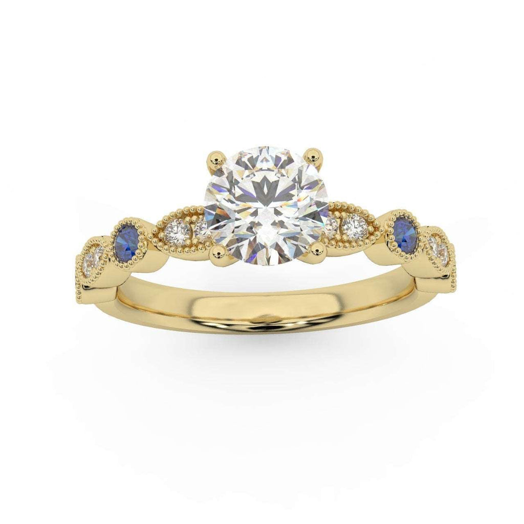 Antique Bezel And Pave Set Diamond Engagement Ring - Miligrain on Edges