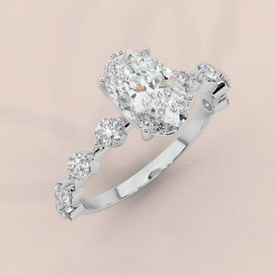 D/VS 3.50ct - 4.20Ct Oval Cut Diamond Designer Engagement Ring