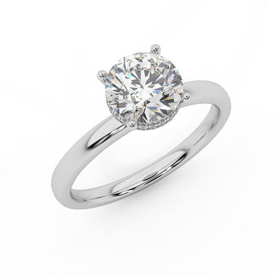 D/VVS-VS Certified Round Diamond Hidden Halo Engagement Ring 0.80Ct - 1.50Ct