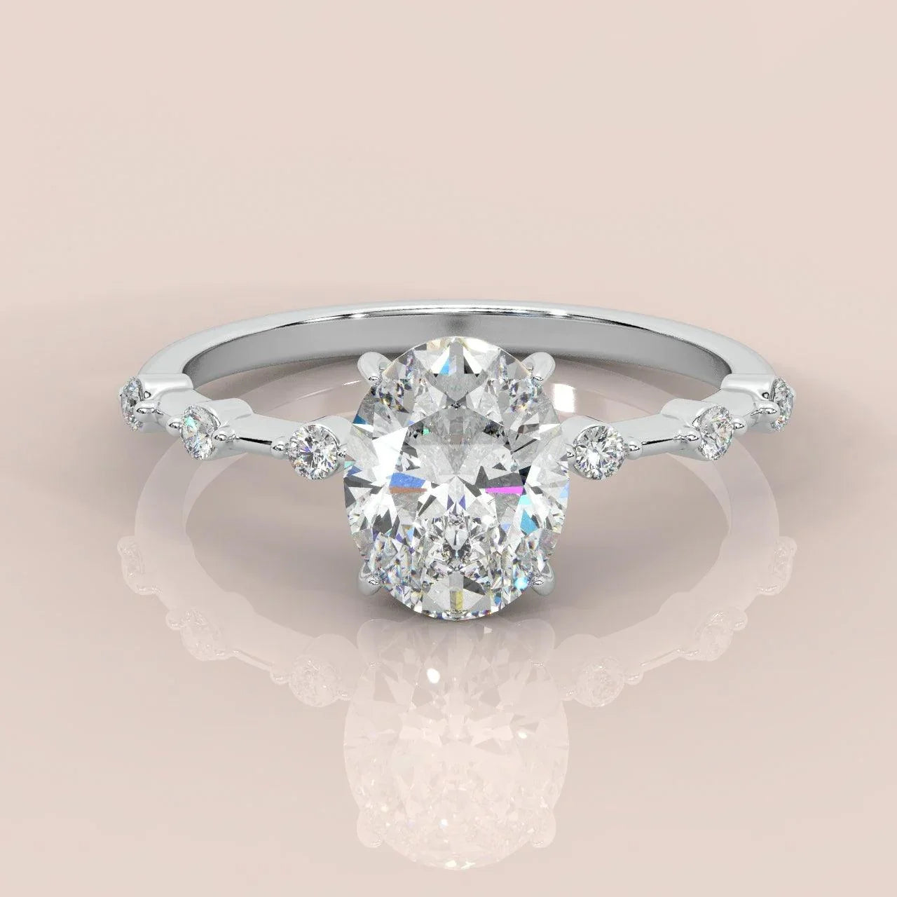 F/VS 1.25 - 2.25 CT IGI Certified Diamond Oval Cut Designer Engagement Ring