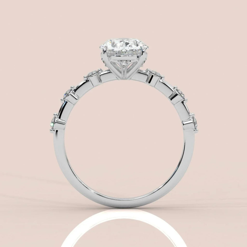 F/VS 1.25 - 2.25 CT IGI Certified Diamond Oval Cut Designer Engagement Ring