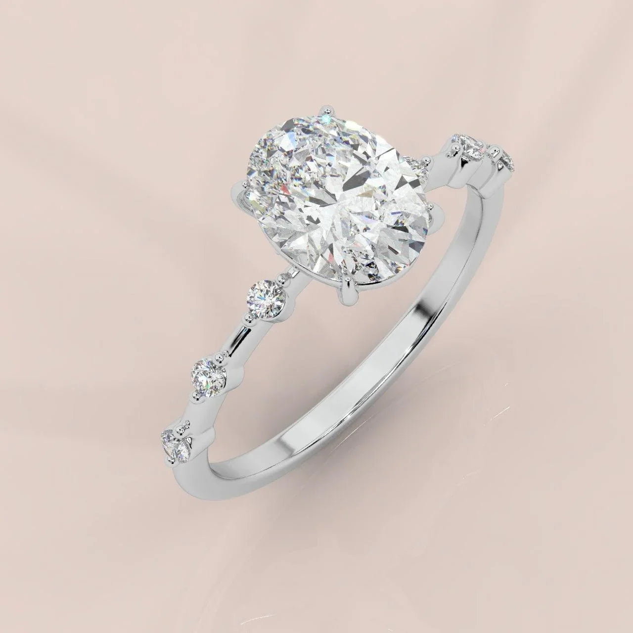 F/VS 1.25 - 2.25 CT IGI Certified Diamond Oval Cut Designer Engagement Ring