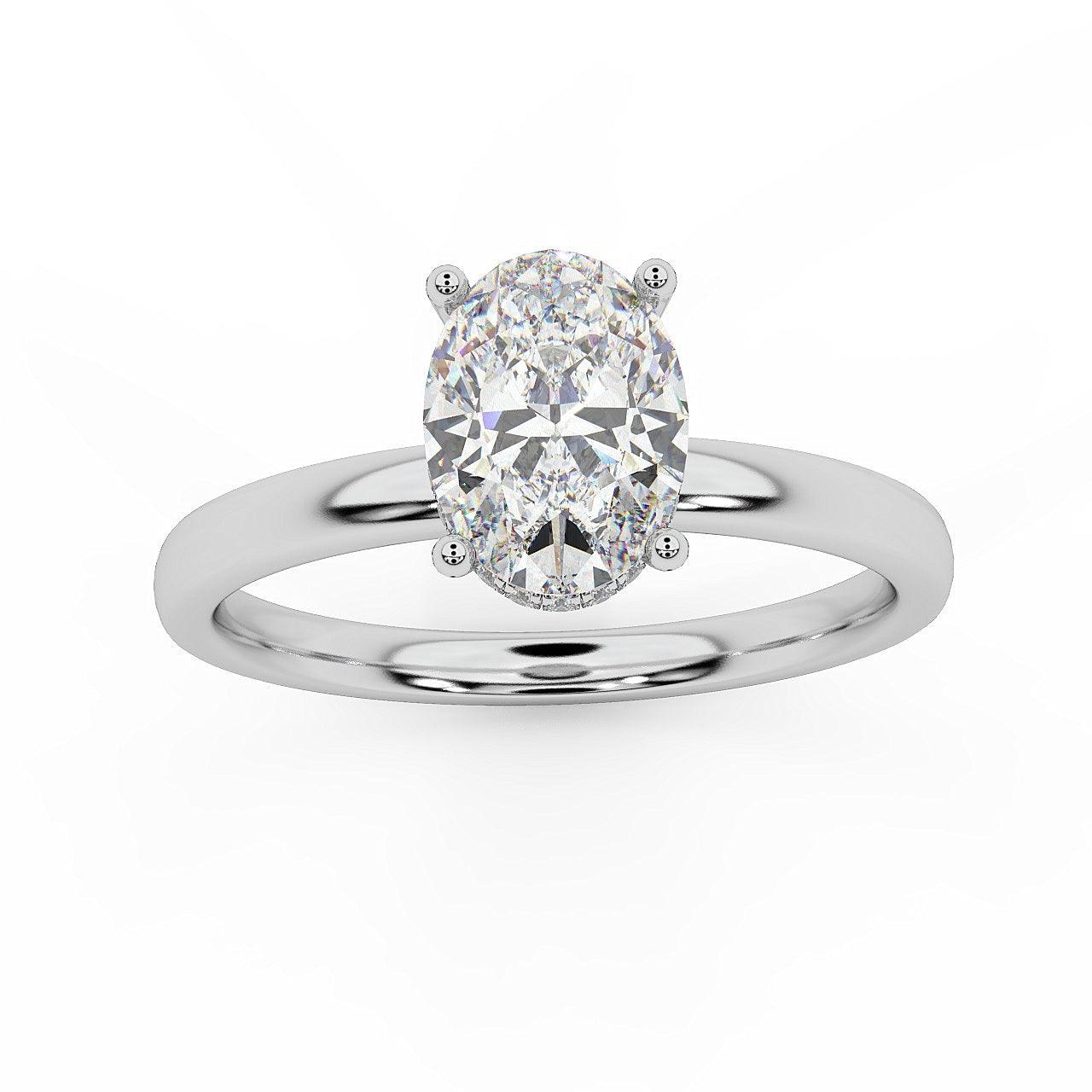 Certified Oval Diamond Hidden Halo Engagement Ring - 1.00Ct - 3.00Ct