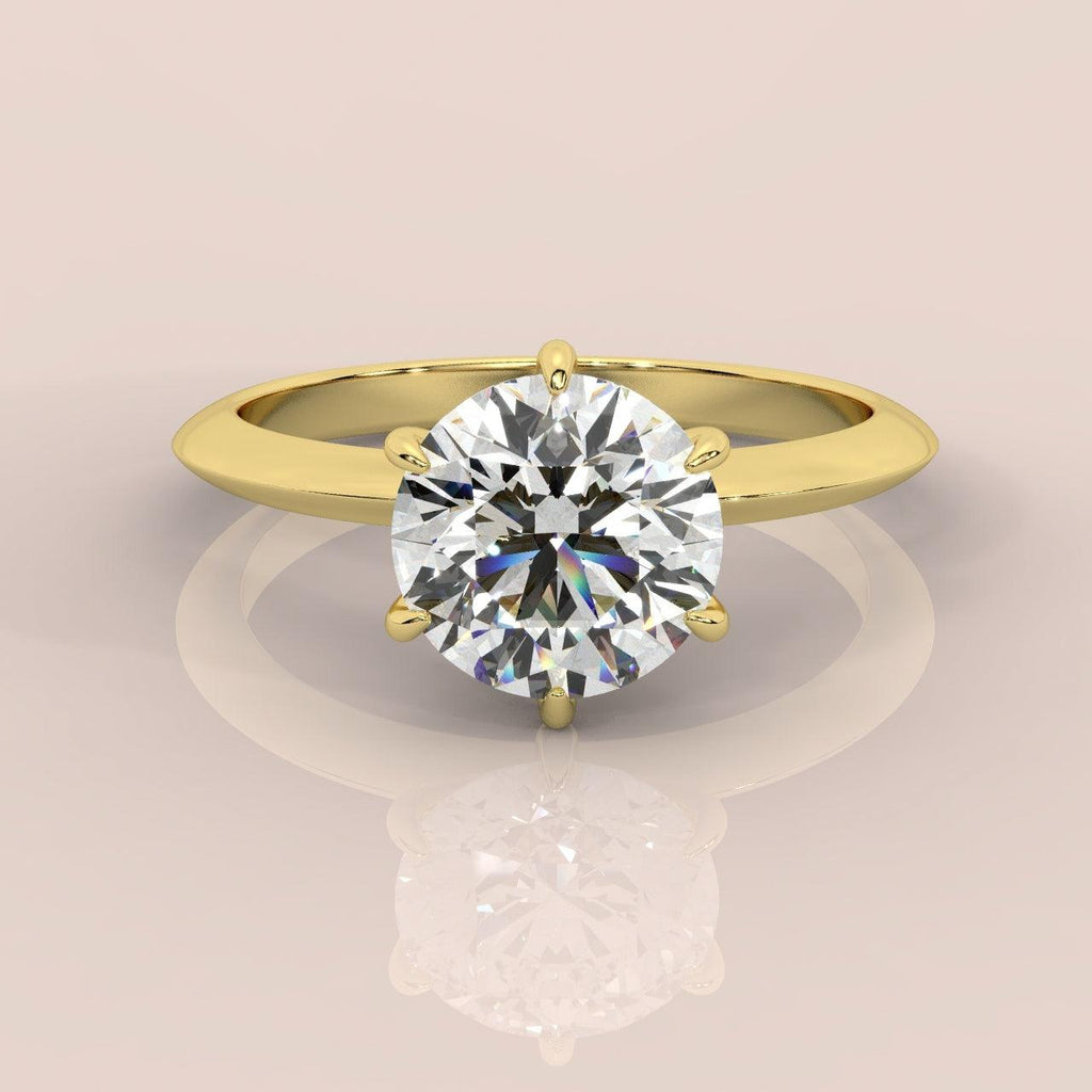 IGI Certified 2-3Ct D/VVS 6 Claw Round Diamond Engagement Ring in Platinum / 18k Gold