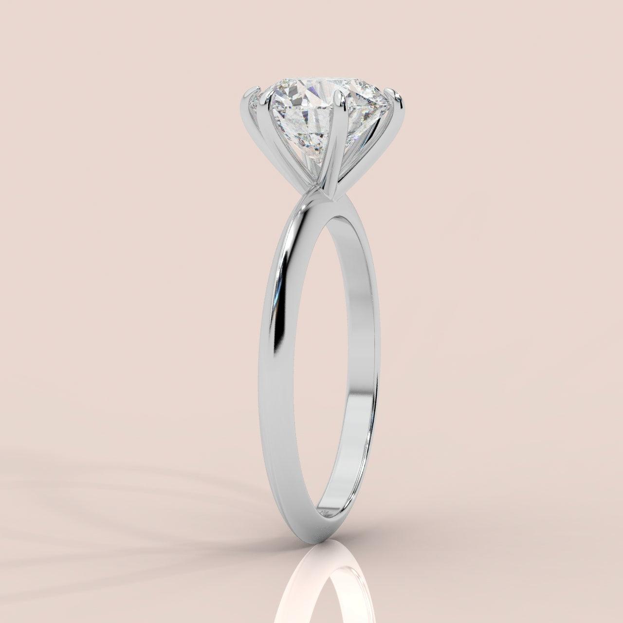 IGI Certified 2-3Ct D/VVS 6 Claw Round Diamond Engagement Ring in Platinum / 18k Gold
