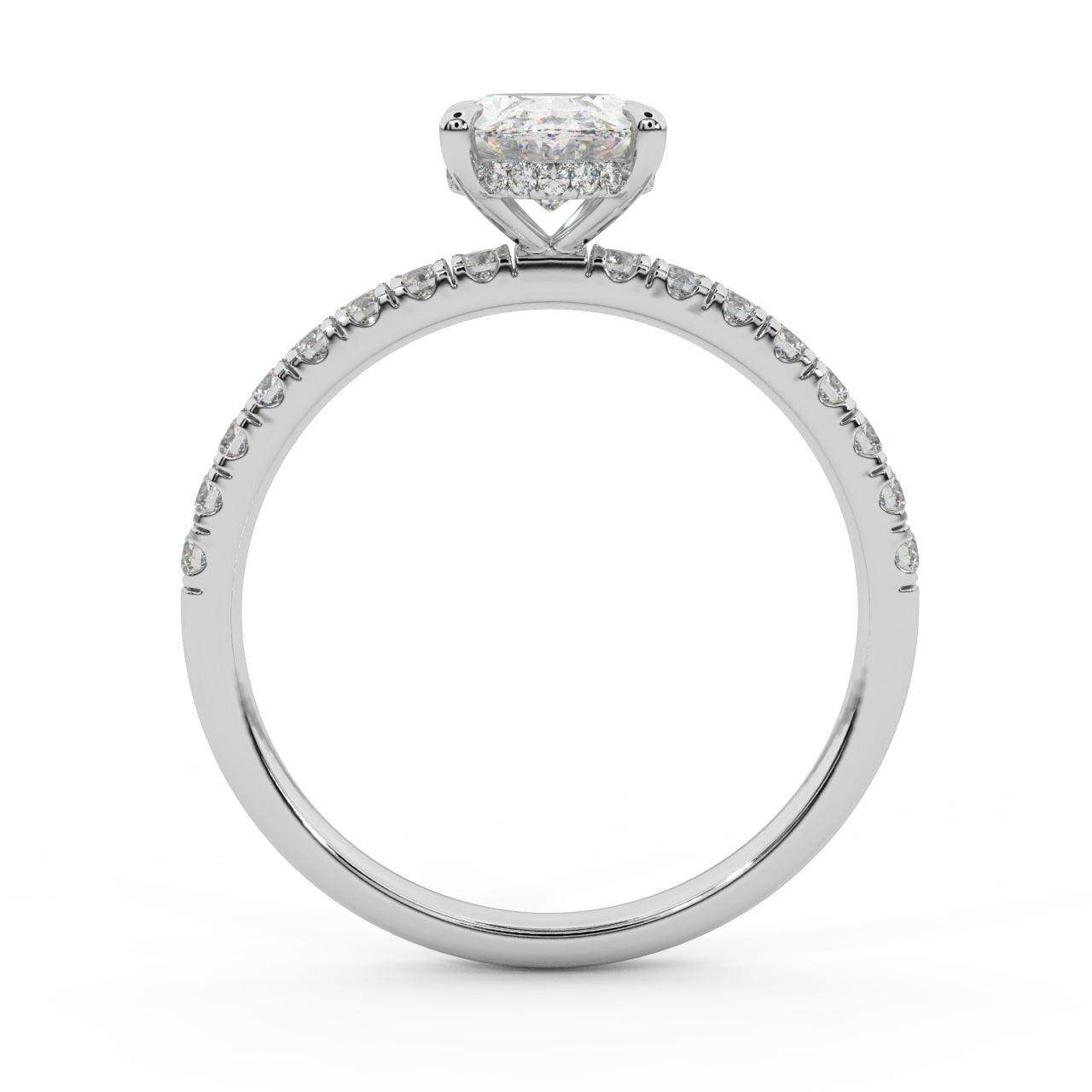 E/VS 2.50Ct - 3.50CT IGI Certified Diamond Oval Cut Hidden Halo Engagement Ring