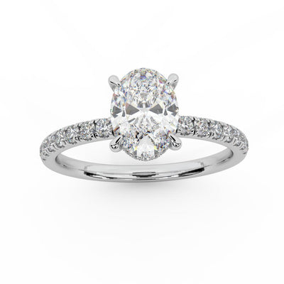 E/VS 2.50Ct - 3.50CT IGI Certified Diamond Oval Cut Hidden Halo Engagement Ring