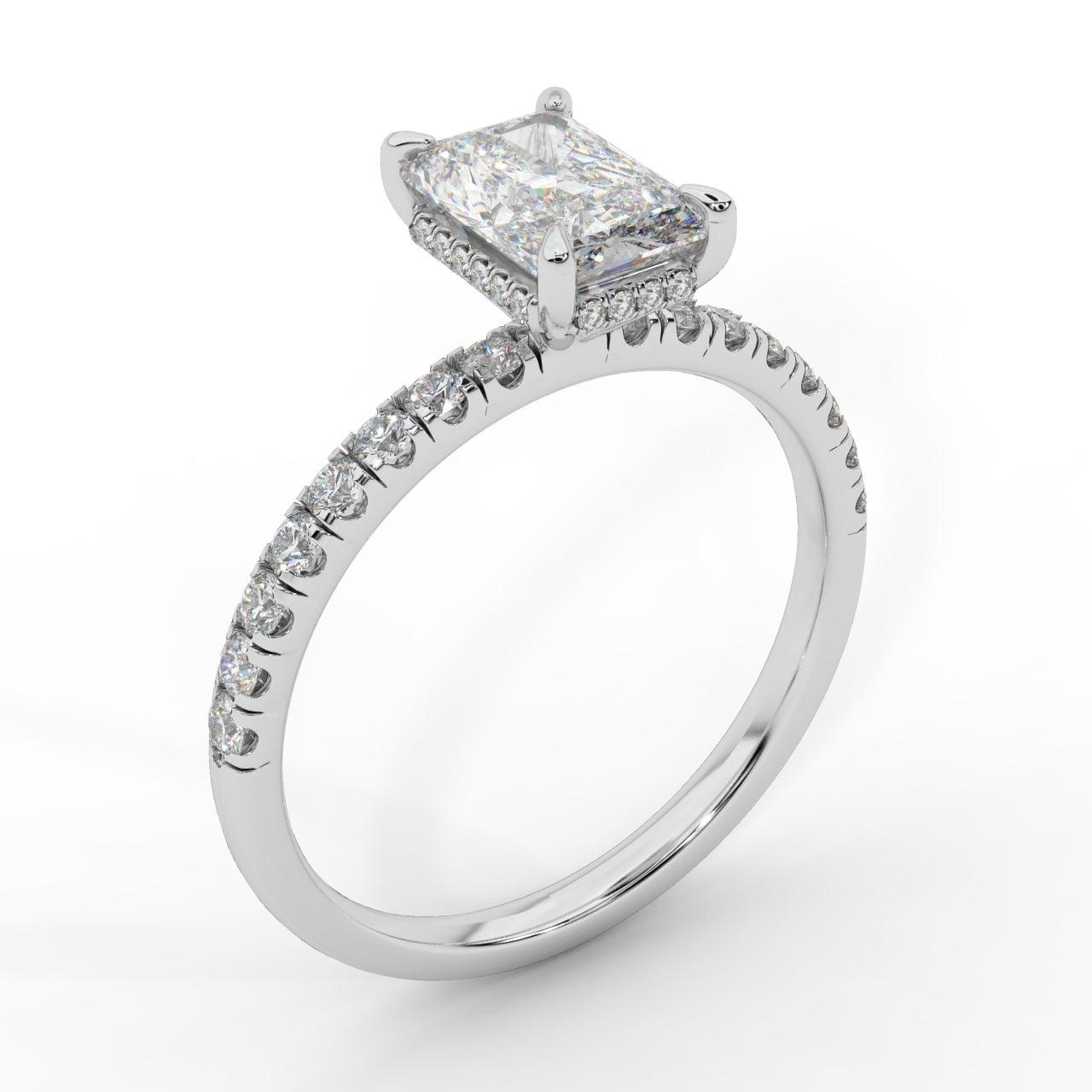 2.30CT IGI Certified Diamond Radiant Cut Hidden Halo Engagement Ring