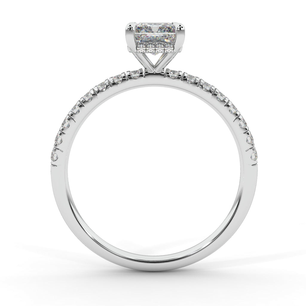 A captivating blend of elegance and modern brilliance, this 2.15 carat IGI Certified lab-grown radiant-cut diamond engagement ring is designed to turn heads.