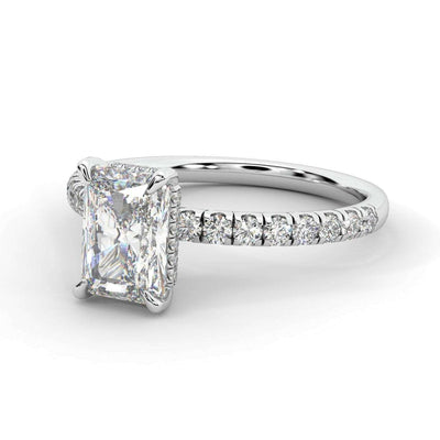 2.30CT IGI Certified Diamond Radiant Cut Hidden Halo Engagement Ring