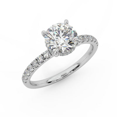 IGI Certified 1.50Ct - 2.00Ct Round Diamond Hidden Halo Engagement Ring in White Gold