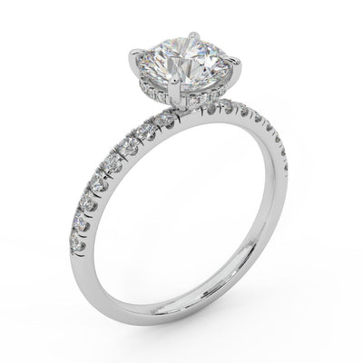 IGI Certified 1.50Ct - 2.00Ct Round Diamond Hidden Halo Engagement Ring in White Gold