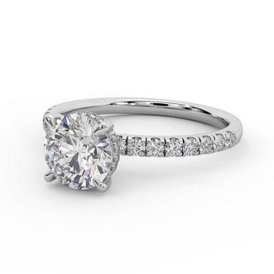 IGI Certified 1.50Ct - 2.00Ct Round Diamond Hidden Halo Engagement Ring in White Gold