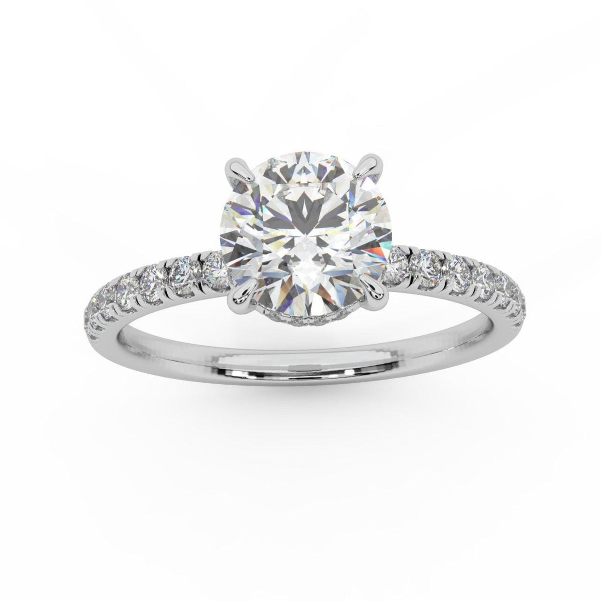 IGI Certified 1.50Ct - 2.00Ct Round Diamond Hidden Halo Engagement Ring in White Gold