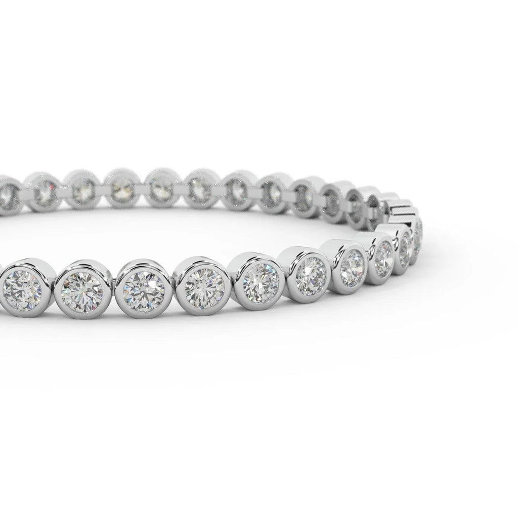 Round Diamond Tennis Bracelet - Platinum (Angle View 2)