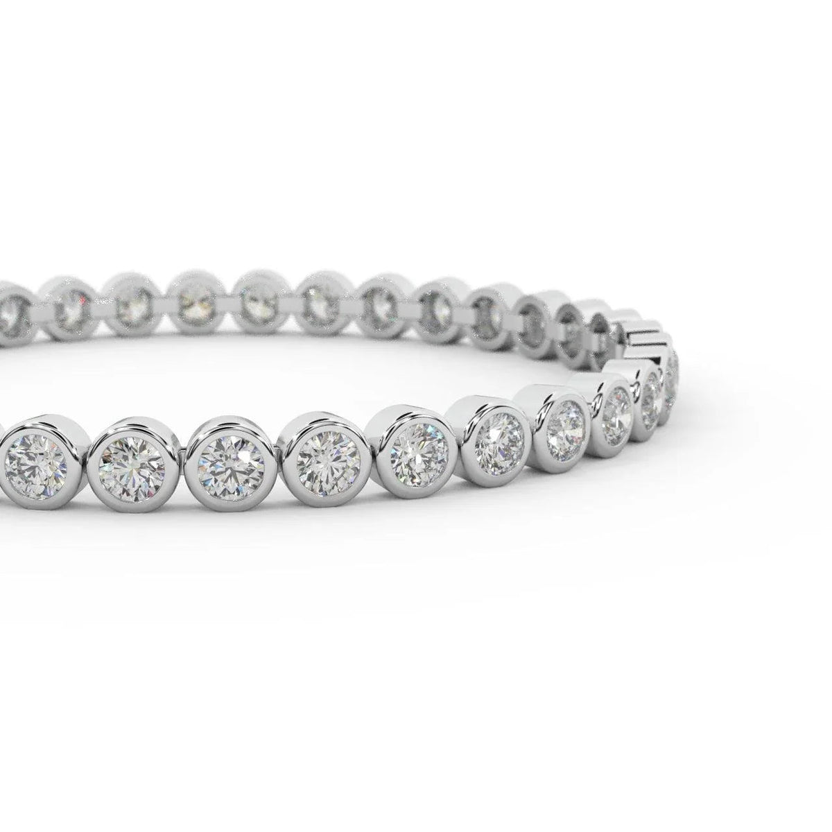 Round Diamond Tennis Bracelet - Platinum (Angle View 2)
