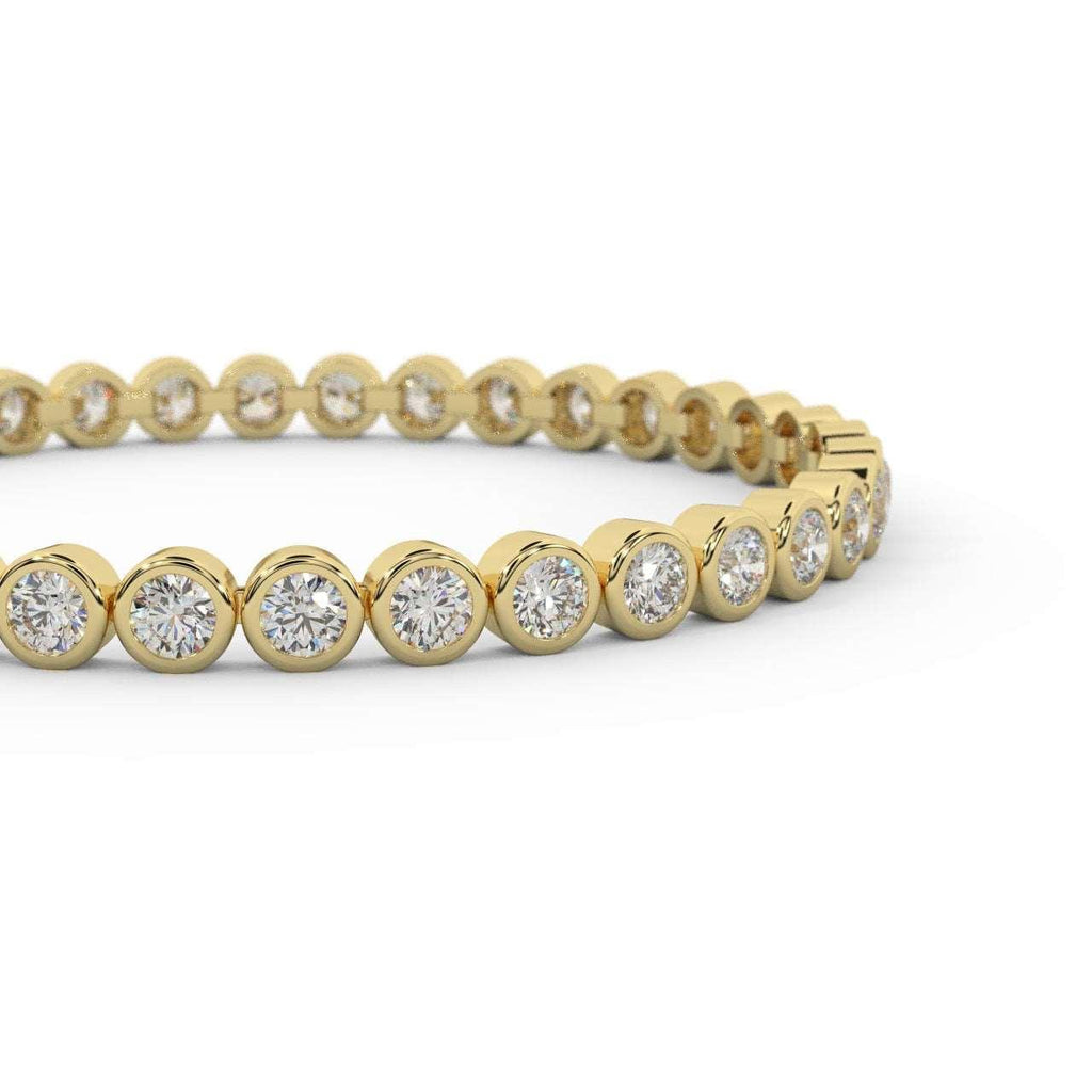 4.50Ct F/VS Natural Round Diamond Bezel Set Tennis Bracelet for Women's in Hallmarked 18k Yellow Gold