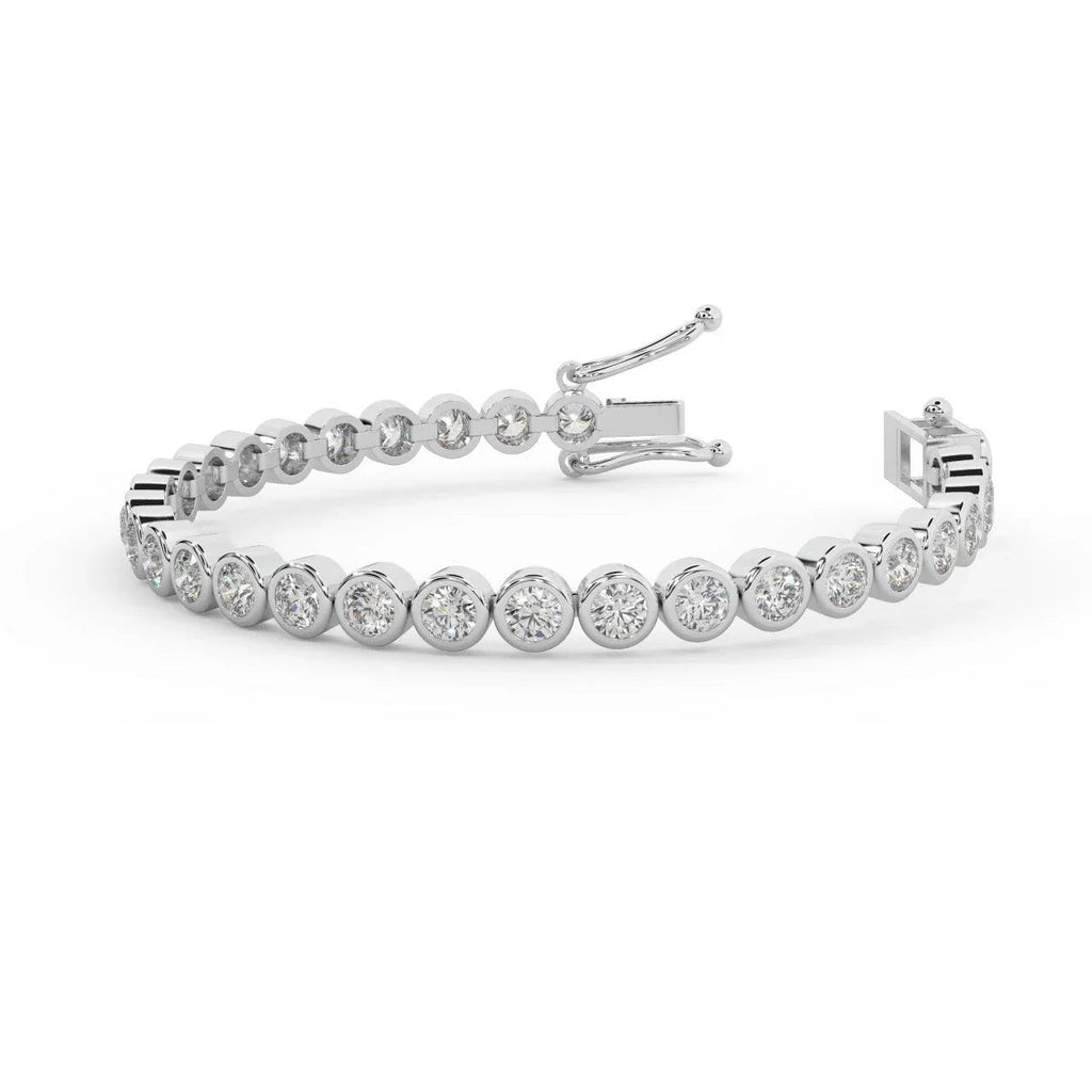 Round Diamond Tennis Bracelet - Platinum (Angle View 3)