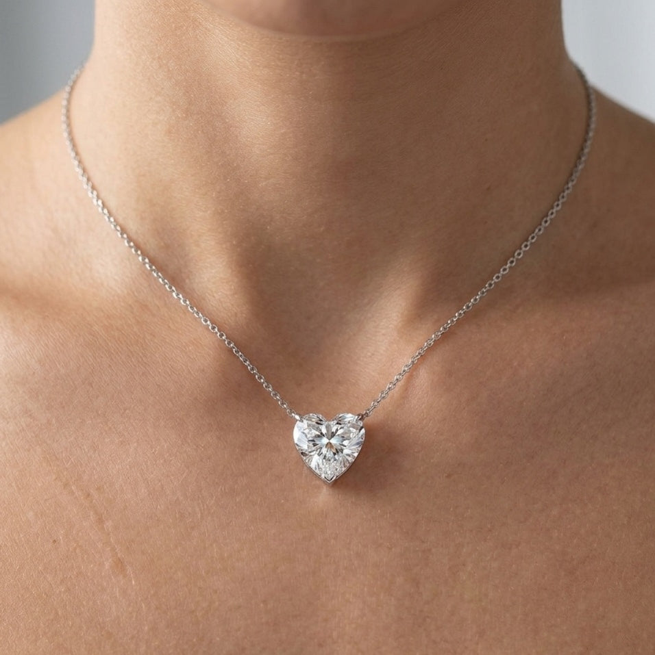 Certified 2.00Ct Heart Diamond Amada Solitaire Pendant Necklace for Women