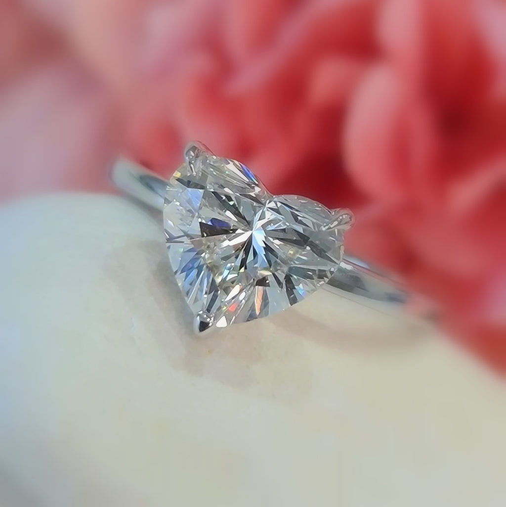 D/VVS 3.00Ct IGI Certified Heart Diamond Solitaire Engagement Ring In Platinum
