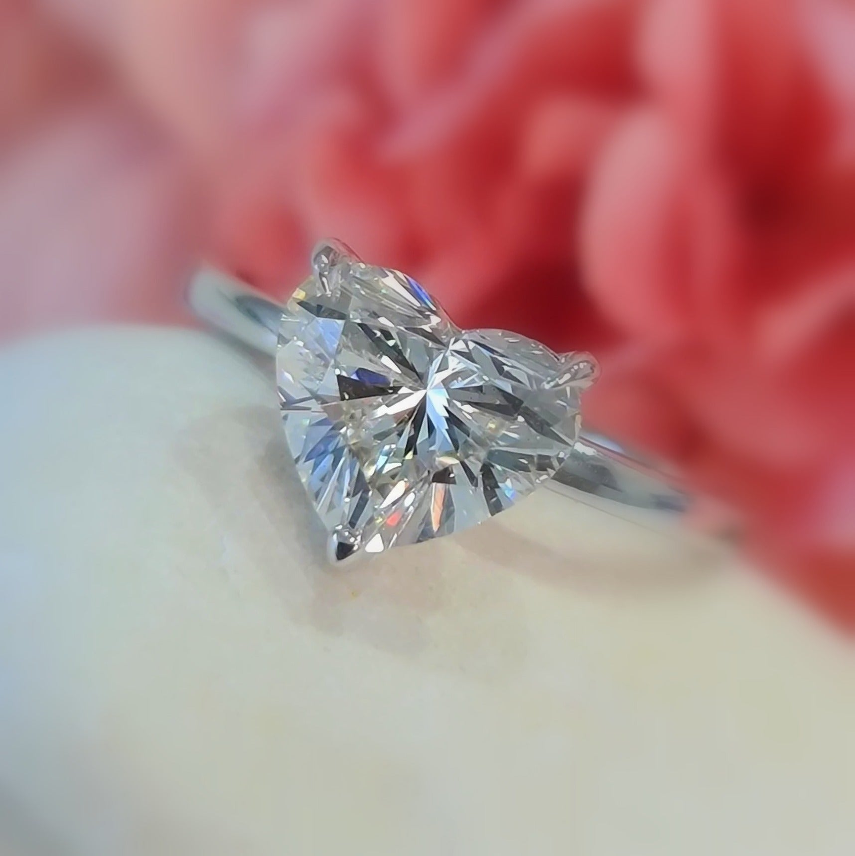 D/VVS 3.00Ct IGI Certified Heart Diamond Solitaire Engagement Ring In Platinum