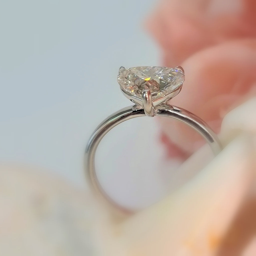 D/VVS 3.00Ct IGI Certified Heart Diamond Solitaire Engagement Ring In Platinum