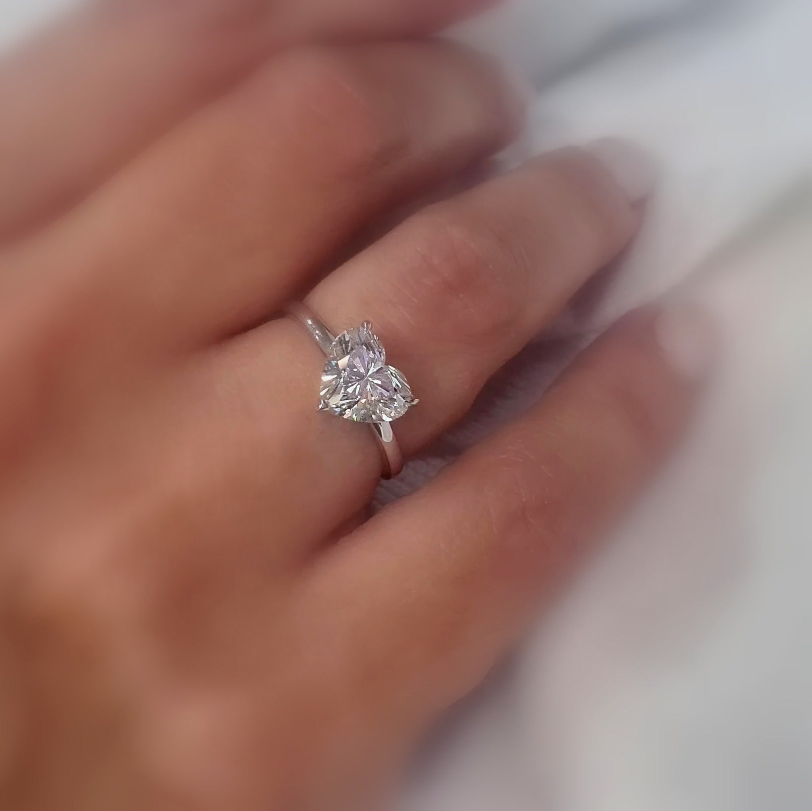 D/VVS 3.00Ct IGI Certified Heart Diamond Solitaire Engagement Ring In Platinum