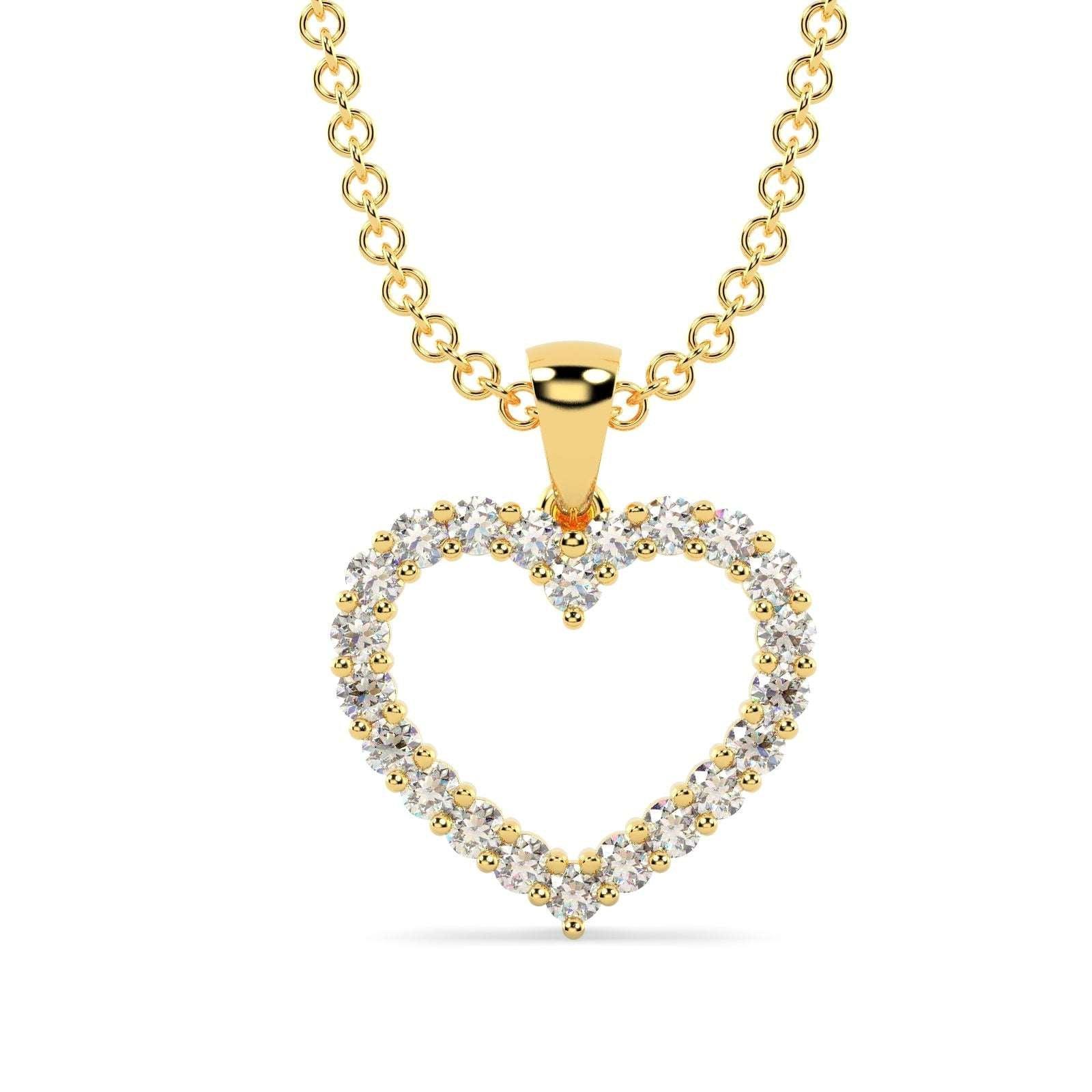 BEST GIFT..! 0.33Ct Heart Shape Diamond Pendant with Chain, White / Yellow Gold