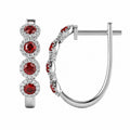 Beautiful..! 0.60 CT Ruby & Diamond Halo Hoop Earrings